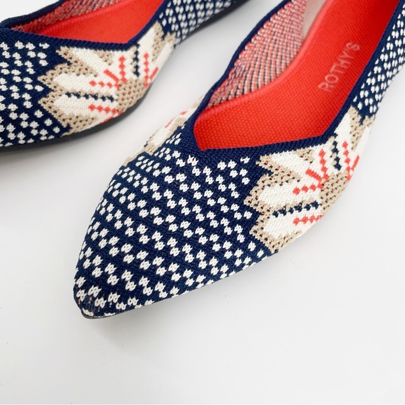 Rare Sapphire Floral Print Rothys Flat Point Shoes - Picture 5 of 6